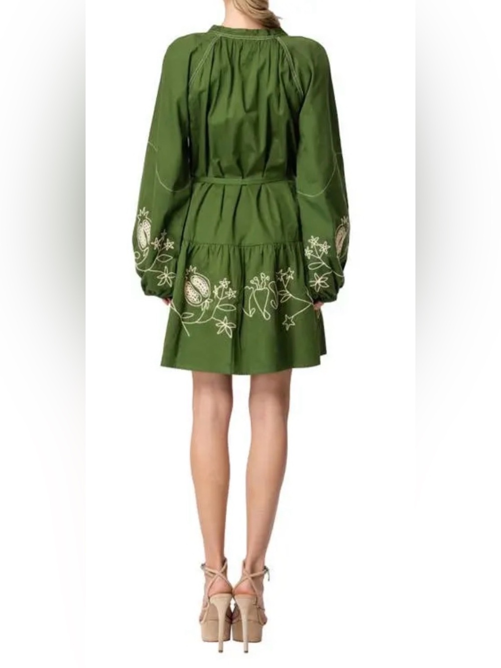 Ciebon Rosetta Embroidered Cotton Mini Dress Size Small Color Green Boho - Picture 2 of 11